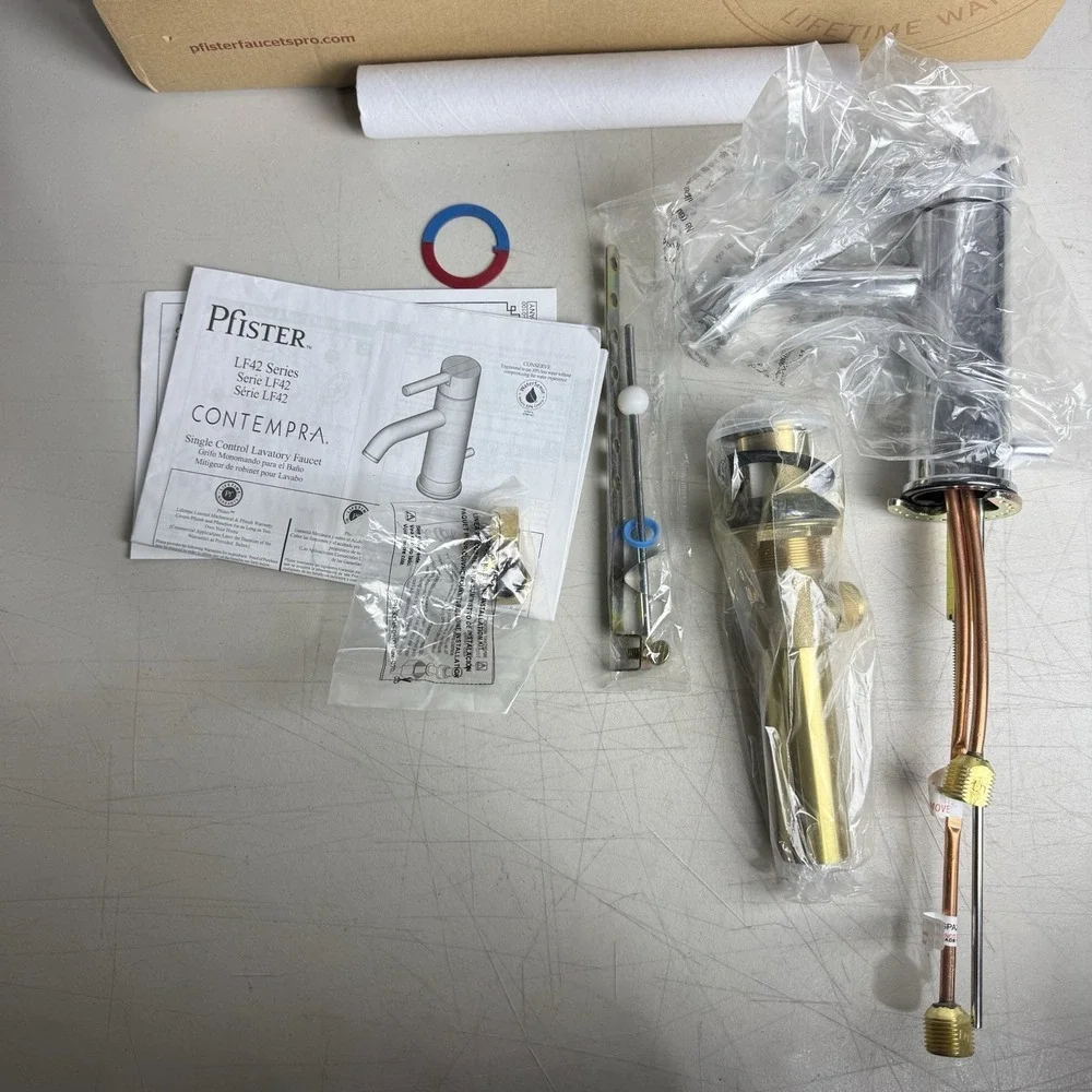 Pfister LG42-NC00 Contempra Chrome Bathroom Faucet with Pop-Up Drain Assembly